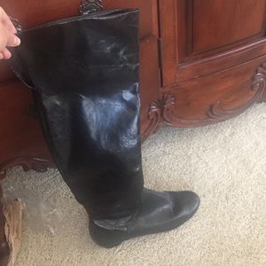 Black boots over the knee flat