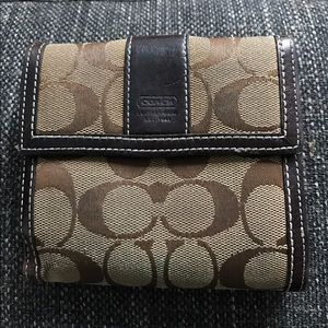 Brown Coach Leather Trim Wallet
