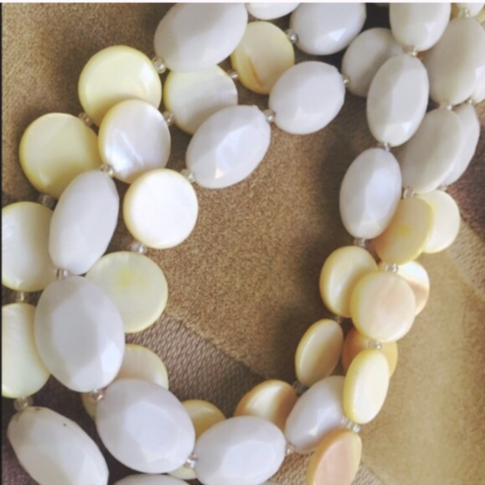 Vintage bead and Mother of Pearl 3 Strand Necklace