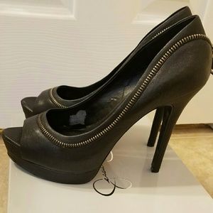 leather platform pumps