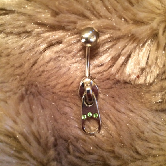 Green Cubic Zirconia Zipper Belly Ring