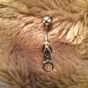 Green Cubic Zirconia Zipper Belly Ring