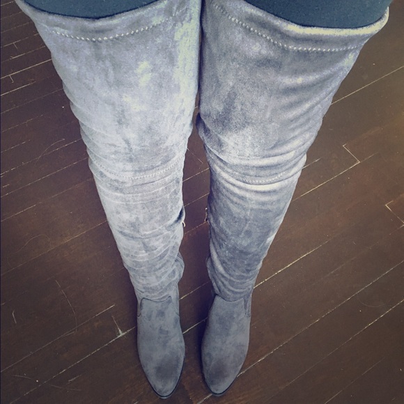 Catherine Malandrino suede knee high boots grey