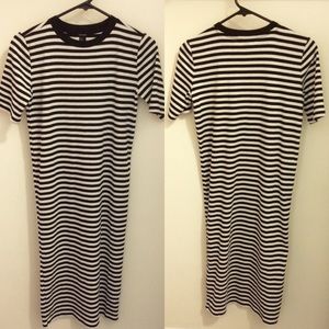 Black and white striped casual dress