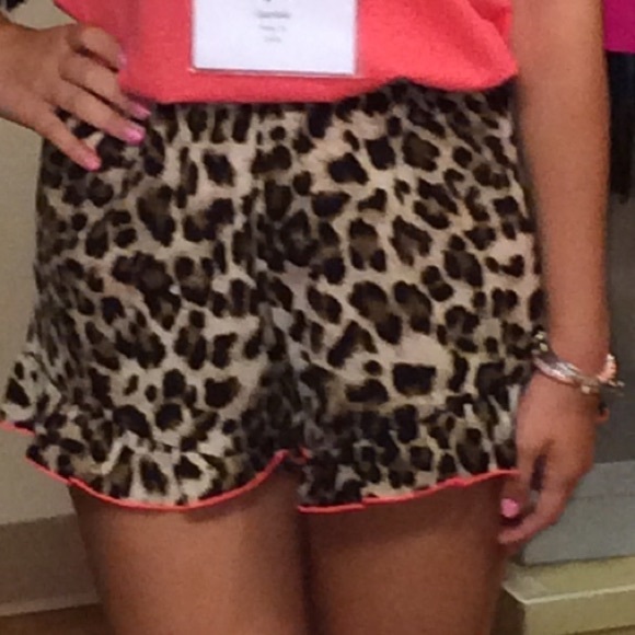 Cheetah Print Ruffle Hem Shorts