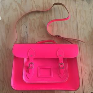 Hot pink leather satchel