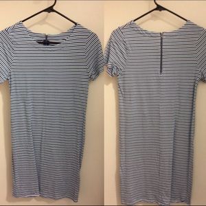 Blue and white striped t-shirt dress