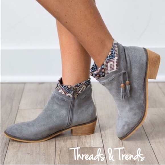 Willow Grey Printed Cuff Booties - Picture 3 of 3