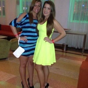 Express Neon Yellow Green Peplum Dress