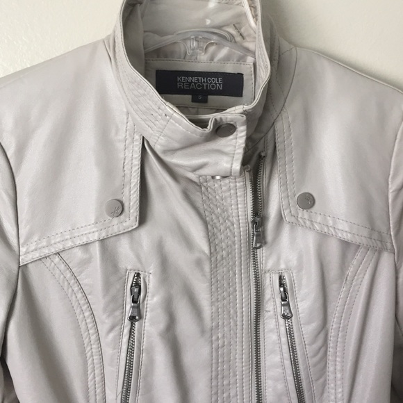 Kenneth Cole Reaction S Leather cream coat - Picture 2 of 4