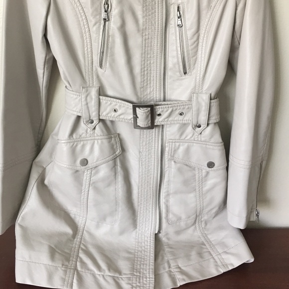 Kenneth Cole Reaction S Leather cream coat - Picture 3 of 4