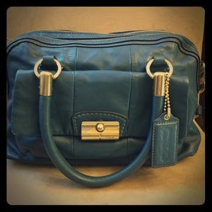 Coach Kristin Leather Double Zip Teal Satchel