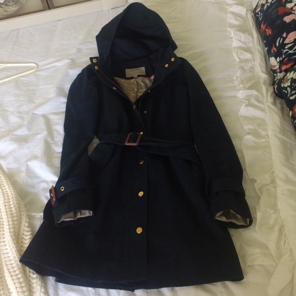 Navy Banana Republic navy hooded trench coat