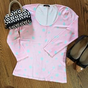 Pink and blue polka dot sweater