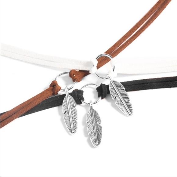 ‼️ 5 for $25 ‼️Brown Suede Leather Choker Silver - Picture 3 of 3