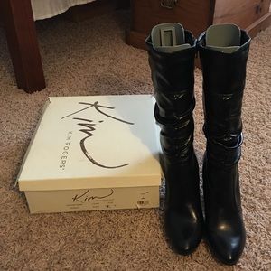Kim Rogers black patent leather boots