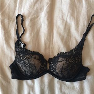 Victoria secret light push-up black lace bra.