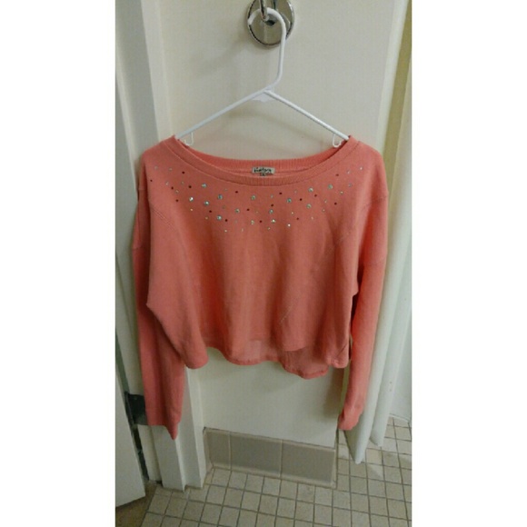 Coral Crop Top Sweater