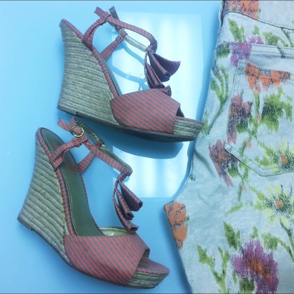 Anthropologie Seychelles Striped Espadrille Wedges - Picture 2 of 6