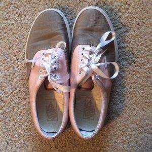 Women's Vans classic lace up pink brown ribbon
