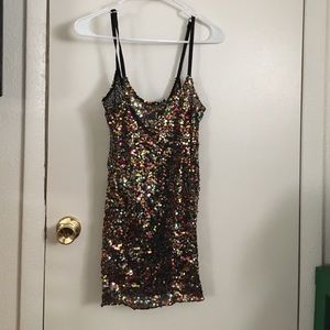 Free People Rainbow Sequined Tank Top XS