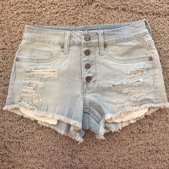 High rise distressed shorts