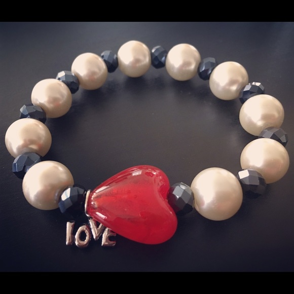 Handmade ❤️ Pearl Crystal Stretchy Bracelet