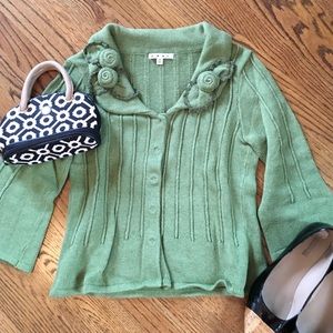 Cabi Three Quarter Sleeve Cardigan with Snap Front