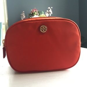 Tory Burch double zip travel cosmetic bag