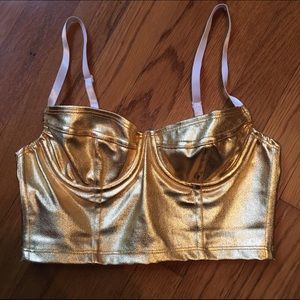 Gold Metallic Bustier Top