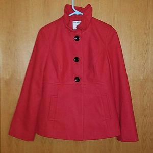 New! Red Ruffle Collar Peacoat