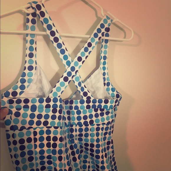 Calvin Klein black and blue polka dot dress