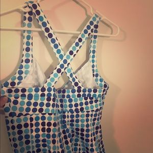 Calvin Klein black and blue polka dot dress