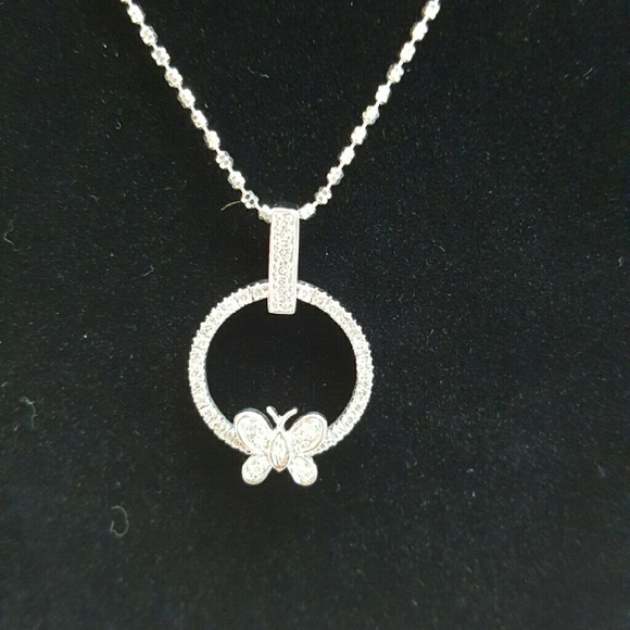 14K White Gold Butterfly Pendant