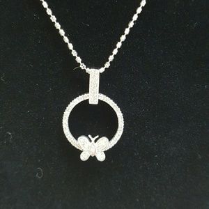 14K White Gold Butterfly Pendant