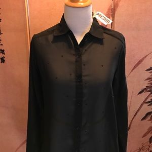 PacSun NWT Sheer Blouse W/ Tiny Jewels SZ XS