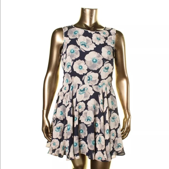 Maison Jules Dresses & Skirts - Maison Jules Blue Floral Print Sleeveless Dress XL