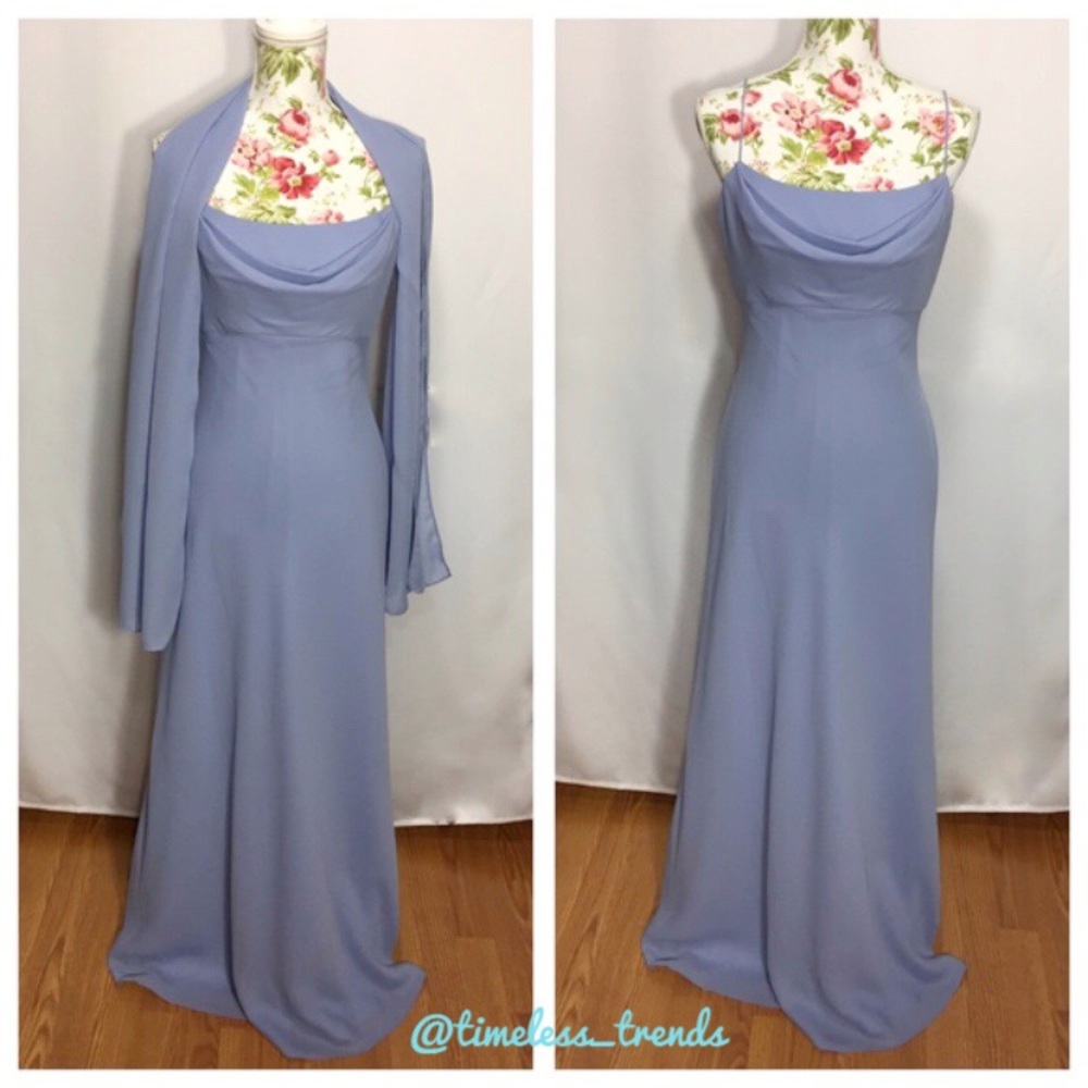 Michelangelo Perrywinkle spaghetti strap gown - Picture 7 of 7