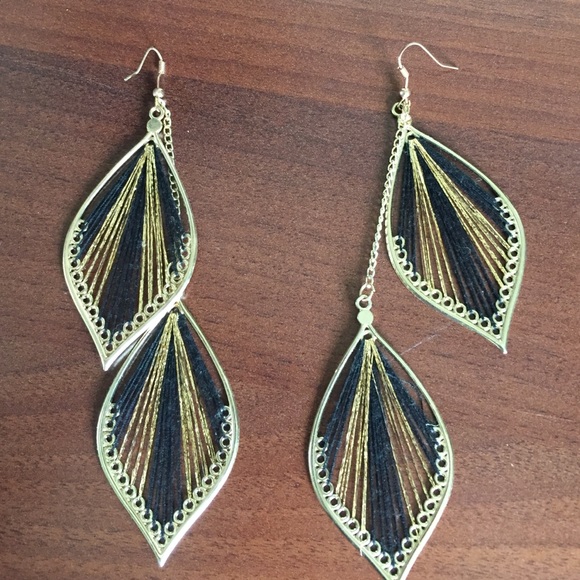 Gold/ black earrings