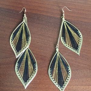 Gold/ black earrings