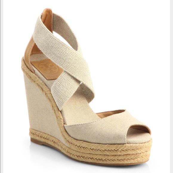 Tory Burch Natanya Linen Espadrille Wedge Sandals