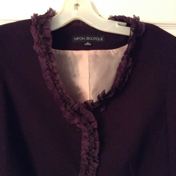 Nipon Boutique Vintage Plum Jacket w/ Ruffled Trim - Picture 2 of 4