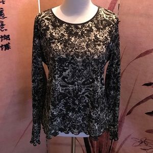 Liz Claiborne Casual or Dressy Black/White Top L