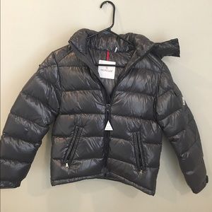 Boys Moncler grey/black puffer jacket- size 12