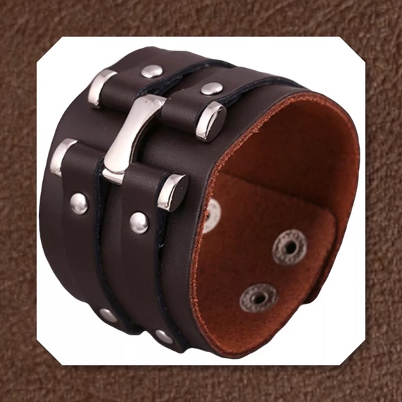 JUST IN🆕 Brown Genuine Wide Leather Wristband