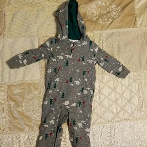 Christmas/Winter 6-9 month infant hooded romper