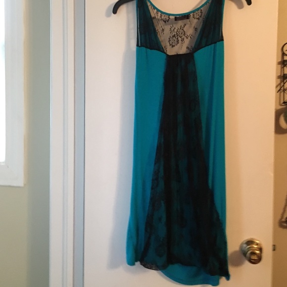Turquoise dress with lace detail back