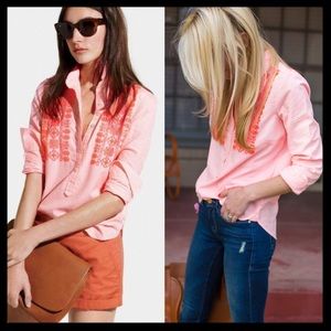 J. Crew Tops - j. crew // neon stripe embroidered popover J. Crew Tops - j. crew // neon stripe embroidered popover