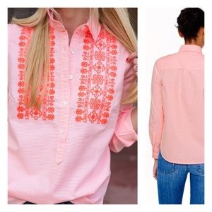 J. Crew Tops - j. crew // neon stripe embroidered popover J. Crew Tops - j. crew // neon stripe embroidered popover