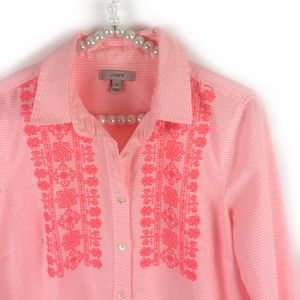 J. Crew Tops - j. crew // neon stripe embroidered popover J. Crew Tops - j. crew // neon stripe embroidered popover